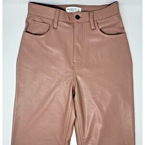 Abercrombie & Fitch The 90s Straight Ultra High Rise Vegan Leather Pants Sz 27/4